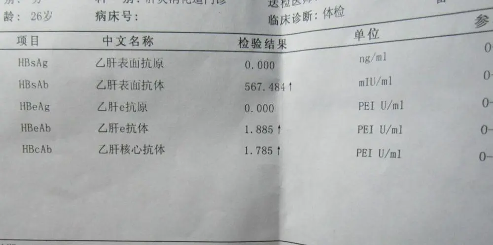 乙肝大小三阳对照表图片